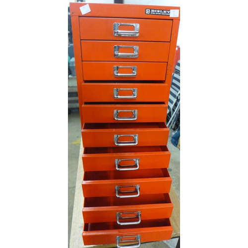 2370 - A Bisley 10-drawer red steel cabinet