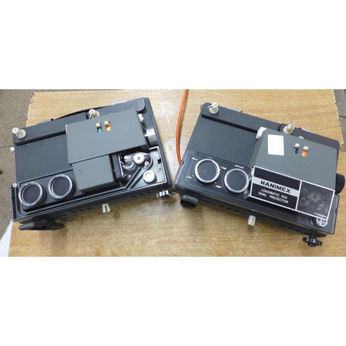 2375 - Two Hanimex Loadmatic 924 dual gauge projectors