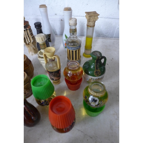 2062 - 46 Novelty miniatures including 12 J M McLech whisky barrels and lanterns, assorted whiskies, other ... 