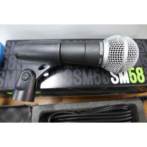 2114 - 3 Microphones; Stagg SBM60 corded, Shure SM58 and Sennheiser E845