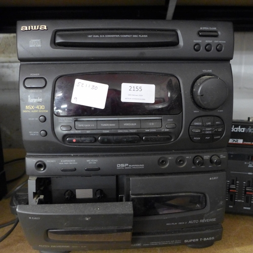 2155 - An Aiwa CD-N430K compact disc stereo system, a Sony MHC-710 mini hi-fi component system, a Datavideo... 