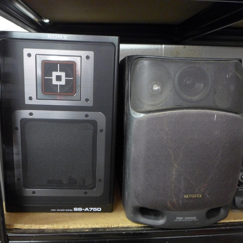 2155 - An Aiwa CD-N430K compact disc stereo system, a Sony MHC-710 mini hi-fi component system, a Datavideo... 