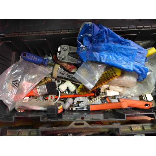 2204 - Two plastic toolboxes of assorted hand tools including Rotozip saw, bolt cutters, wire brush, etc.