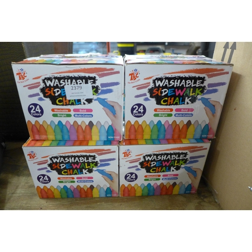 2379 - 4 Boxes of coloured washable pavement chalk