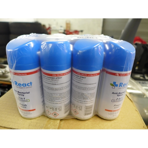 2428 - 3 Boxes of 48 x 100ml React anti-bacterial spray