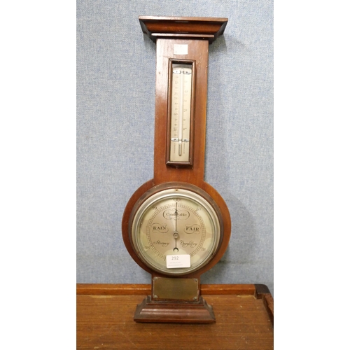 292 - A mahogany aneroid barometer