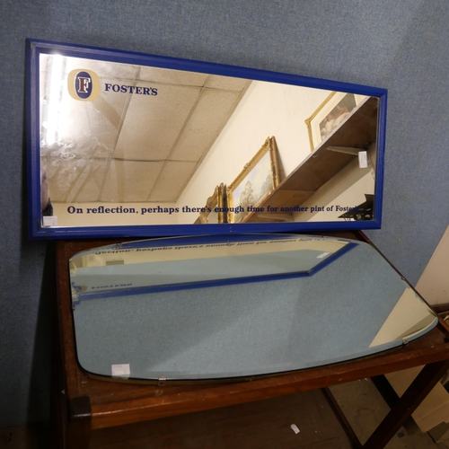 312 - A Fosters blue framed mirror and an antique mirror