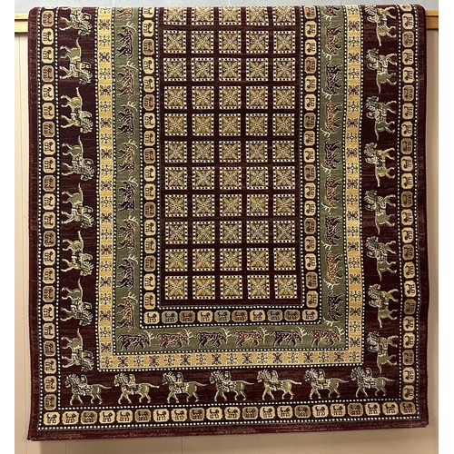 1430A - A fine woven 100% wool pile rug, unique all over design with animal figures 130 x 195cm