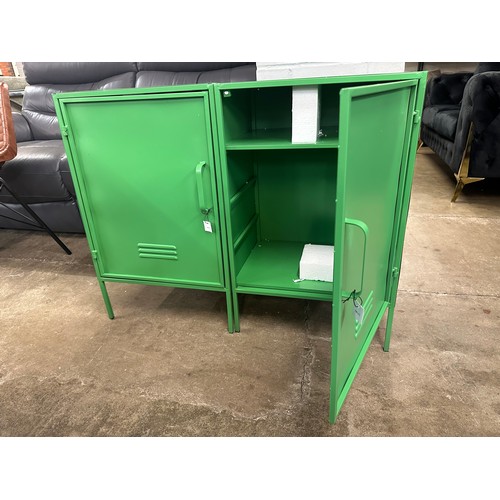 1327 - A pair of green industrial style cabinets