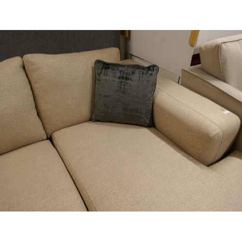 1387 - A sandstone weave L shaped sofa