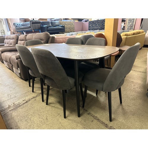 1393 - Weathered Vintage Oak Dining Table and Six Dark Grey Chairs - marked, original RRP £1166.66 + VAT (4... 