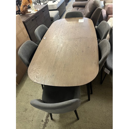1393 - Weathered Vintage Oak Dining Table and Six Dark Grey Chairs - marked, original RRP £1166.66 + VAT (4... 
