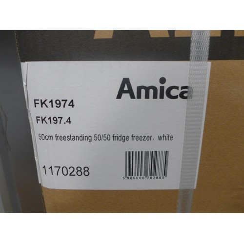 3124 - Amica 50cm freestanding white 50/50 fridge freezer - model FK1974, H1360 x W500 x D560mm (AP.FF.AMC ... 