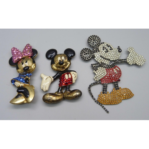 1049 - A large Butler & Wilson Disney Mickey Mouse brooch set with various stones, 95mm, and Butler & Wilso... 