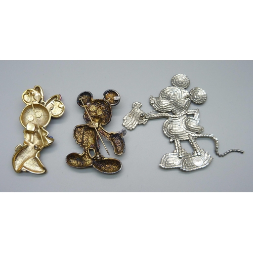 1049 - A large Butler & Wilson Disney Mickey Mouse brooch set with various stones, 95mm, and Butler & Wilso... 