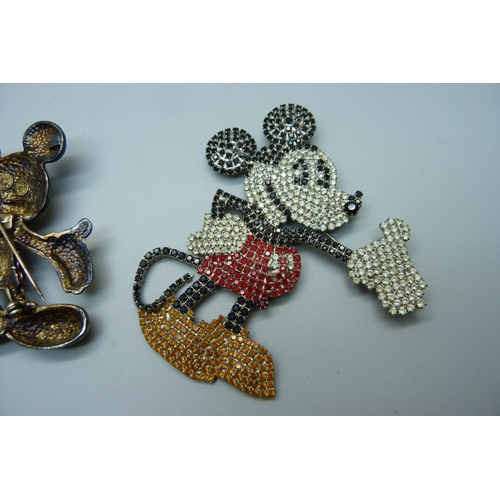 1049 - A large Butler & Wilson Disney Mickey Mouse brooch set with various stones, 95mm, and Butler & Wilso... 