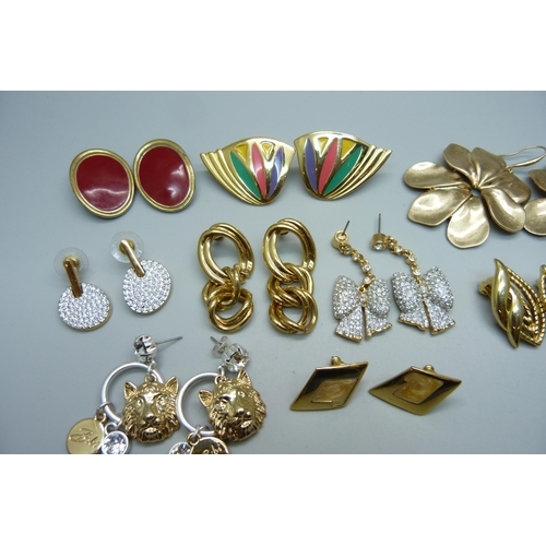 1052 - Designer costume earrings including Trifari, Napier, Monet, Bibi, etc.