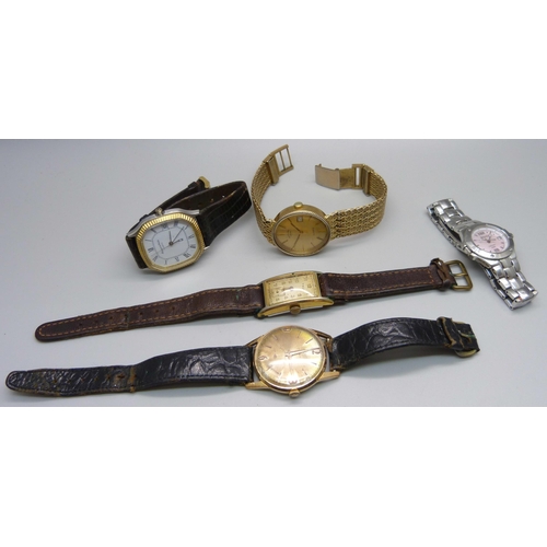 1053 - Four vintage gentleman's wristwatches and a lady's Seiko Coutura wristwatch