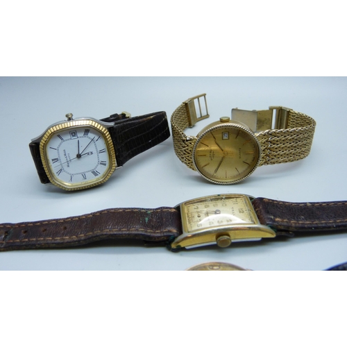 1053 - Four vintage gentleman's wristwatches and a lady's Seiko Coutura wristwatch