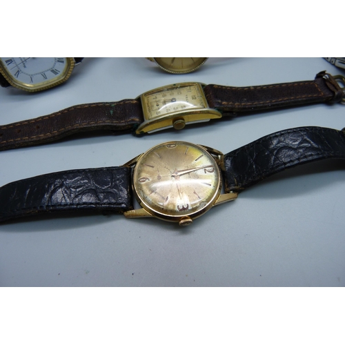 1053 - Four vintage gentleman's wristwatches and a lady's Seiko Coutura wristwatch