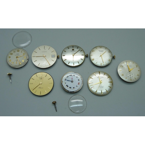 1079 - A collection of watch movements including Garrard