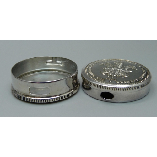 1091 - A hallmarked 1981 commemorative silver box, 21g, 35mm