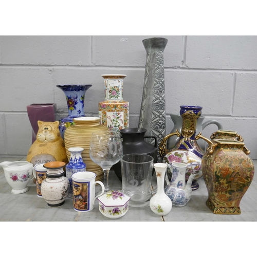 1095 - A collection of vases, jugs, glassware, English, continental and oriental **PLEASE NOTE THIS LOT IS ... 