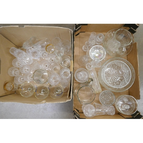 1102 - Two boxes of glassware including crystal, three Babycham glasses included **PLEASE NOTE THIS LOT IS ... 