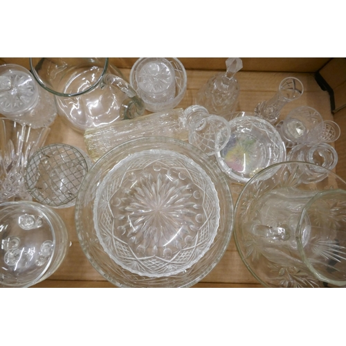 1102 - Two boxes of glassware including crystal, three Babycham glasses included **PLEASE NOTE THIS LOT IS ... 