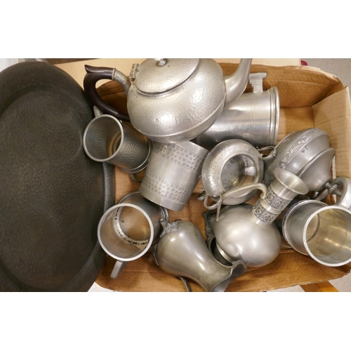 1107 - A collection of pewter including French and Norwegian **PLEASE NOTE THIS LOT IS NOT ELIGIBLE FOR POS... 