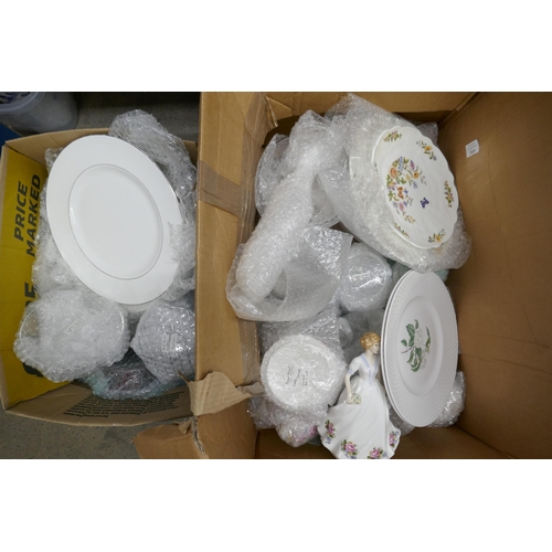 1112 - A box of mixed china and glass, including Wedgwood, a Royal Doulton figure, etc. **PLEASE NOTE THIS ... 