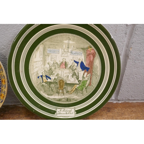 1132 - An Imari dish, one other oriental plate and an Adams Pickwick Papers plate **PLEASE NOTE THIS LOT IS... 