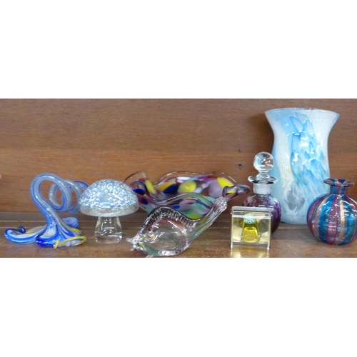 626 - An art glass collection including three Murano, a Langham bowl, a Caithness miniature millefiori thi... 