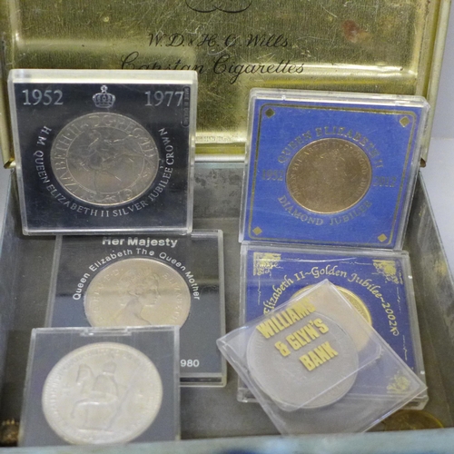 634 - A 1953 Coronation tin and other Royalty commemorative items
