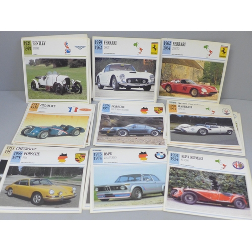 641 - A set of Italian automobile information cards, 1970s