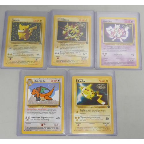 650 - Five Rare Black Star promo Pokemon cards