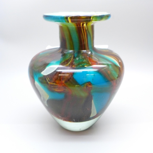 660 - A Michael Harris designed Mdina glass vase and a collection of coloured glass