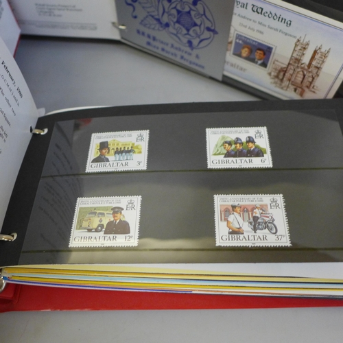 686 - Stamps; a box of Gibraltar stamps, covers, booklets, presentation packs, etc.