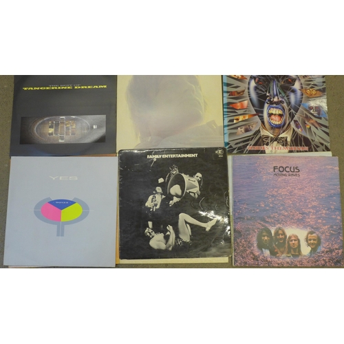 688 - Twelve rock/prog rock LP records including Rush, Yes, Mike Oldfield, Marillion, Family, Pink Floyd, ... 