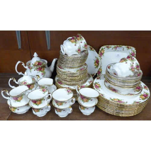 690 - Royal Albert Old Country Roses, tea and dinnerwares, including twelve dinner and side plates, plates... 
