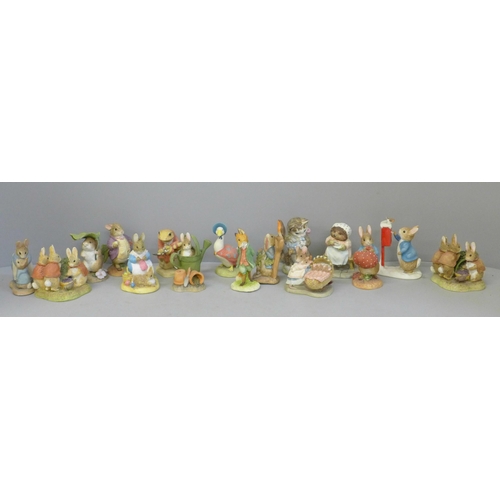 694 - A collection of Border Fine Arts, The World of Beatrix Potter miniature figures and a Beswick Miss M... 