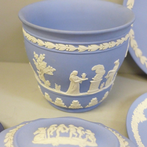 703 - A collection of eleven items of Wedgwood Jasperware