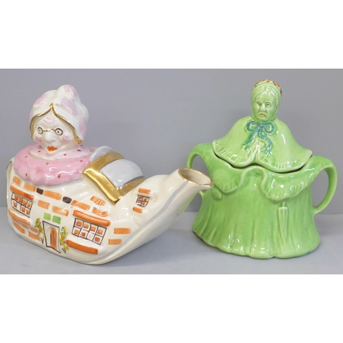707A - Two 1930s teapots, Old Woman Who Lived In A Shoe and one other