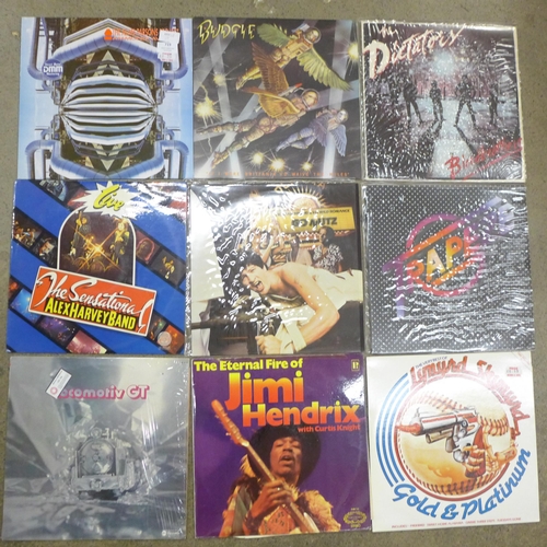 719 - Ten LP records, Alan Parsons, Budgie, The Dictators, Trapeze, Herman Brood, Alex Harvey Band, Lynrd ... 