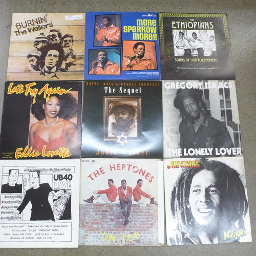 723 - Fifteen reggae LP records, The Wailers, Gregory Isaacs, The Heptones, etc.