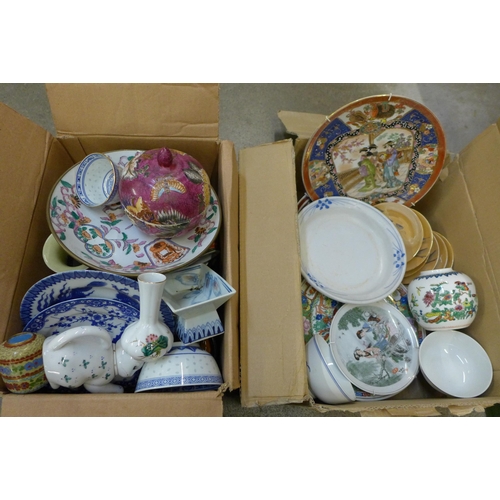 734 - Two boxes of oriental ceramics **PLEASE NOTE THIS LOT IS NOT ELIGIBLE FOR POSTING AND PACKING**