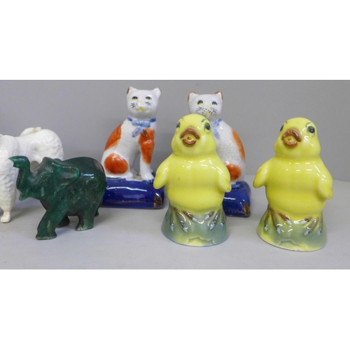 737 - Two boxes of model animals including Beswick, Wade, Staffordshire, a collection of Wade Whimsies and... 