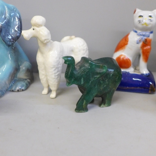 737 - Two boxes of model animals including Beswick, Wade, Staffordshire, a collection of Wade Whimsies and... 