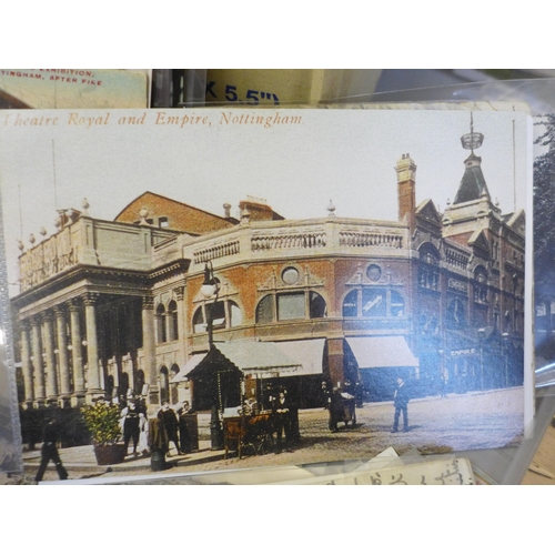 747 - An album of early 20th Century postcards, mainly Nottingham and area, some Lincoln, ephemera includi... 