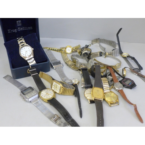 753 - A collection of wristwatches including stainless steel manual wind Zenith, Casio and Montine